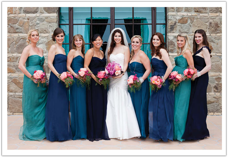 blue mismatched bridesmaids dresses