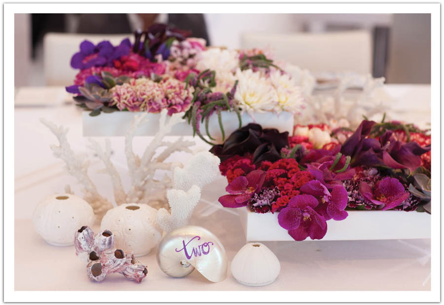 white coral reef flowers modern la jolla beach wedding