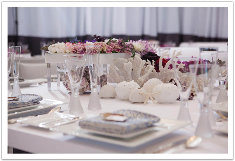 lucite tray white coral modern la jolla beach wedding