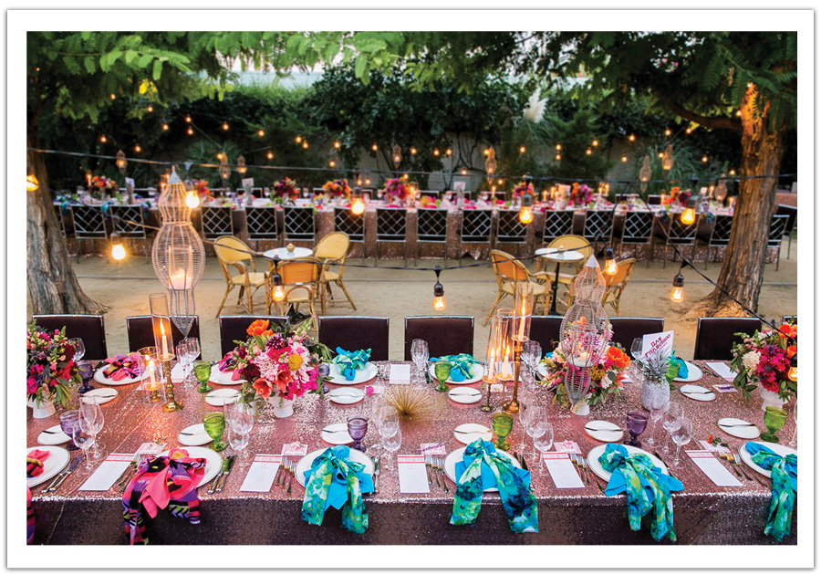 Colorful Modern Wedding Tablescape Palm Springs by Alchemy Fine Events