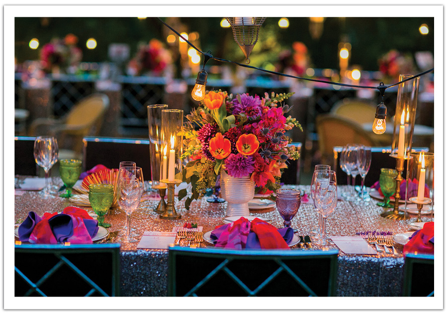 Colorful Modern Wedding Tablescape Palm Springs by Alchemy Fine Events